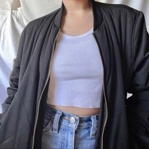 black puffy bomber jacket from forever 21!